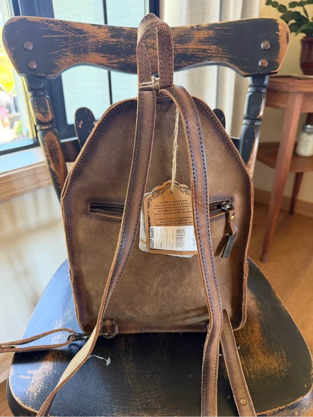STS Ranchwear Brown Leather and Brown/White Cowhide Mini Backpack
